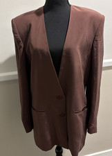VtgY2K Women's Brown Silk blazer by August Silk, size 8, career retro EUC
