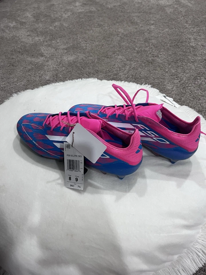 Adidas F50 Elite Laceless SG Reemergence Solar Blue/Pink IF1321 Mens Size 8 New - Image 2 of 4