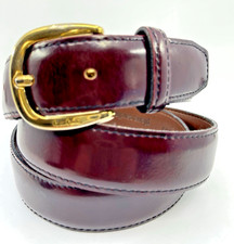 VTG Pier Cardin Burgundy Genuine Leather On Bonded Leather Brass Buckle 40” Mens