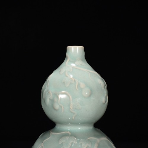 8.6" china antique song dynasty longquan kiln porcelain cyan glaze gourd bottle - Picture 6 of 8