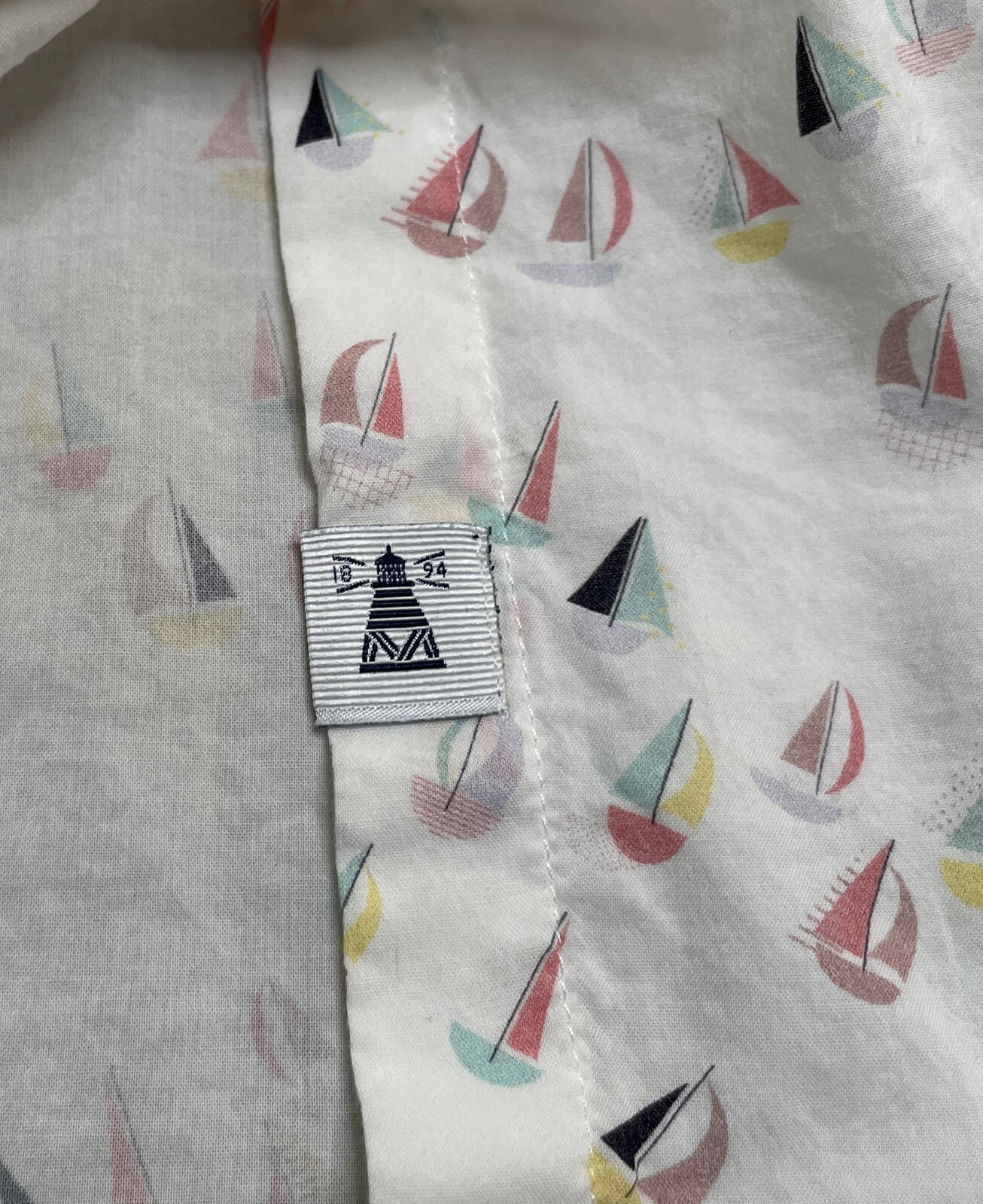 Barbor Sailboat LS Blouse Shirt Top Womens 10 Vintage White Multi Button Front image 7