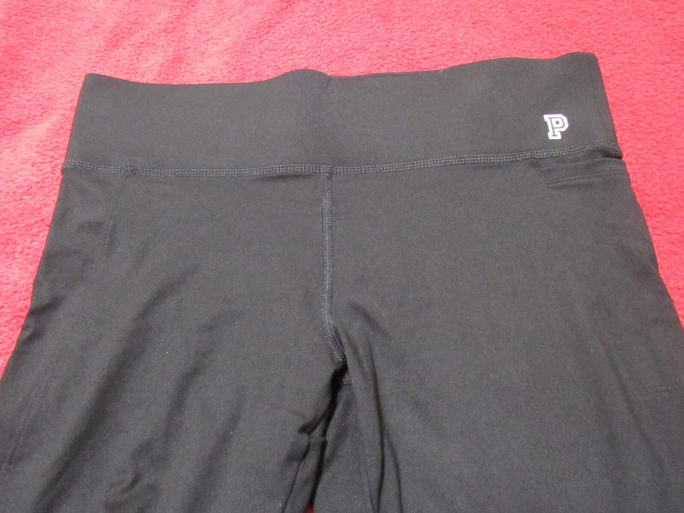 PINK, WOMEN'S BLACK/BURGUNDY POLY ULTIMATE SHEER LEGGINGS W/PKTS, SIZE M - Image 3 of 4