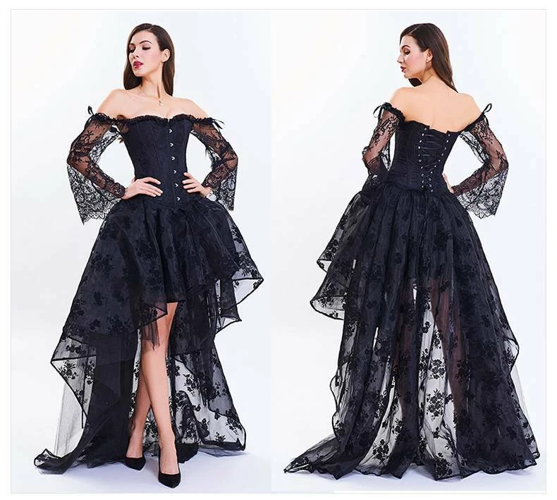 Women Gothic Burlesque Overbust Corset Bustier TuTu Skirt Fancy Dresses Costume - Image 4 of 4