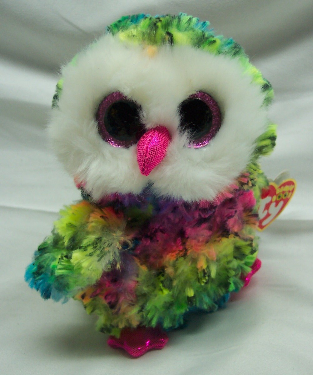 TY Beanie Boos BIG EYED COLORFUL OWEN THE OWL 5