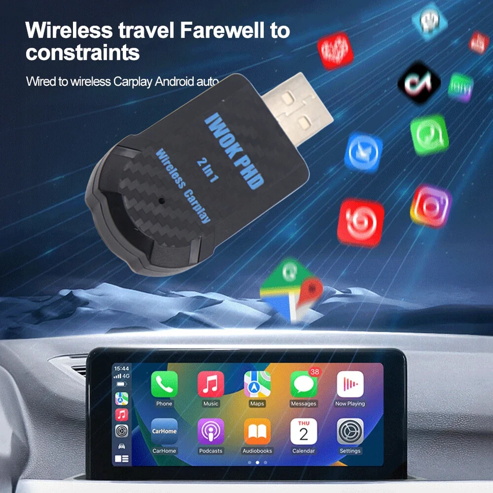 Para iPhone Apple Plug & Play Inalámbrico USB CarPlay Adaptador Inalámbrico Carplay Dongle Foto 4 de 4