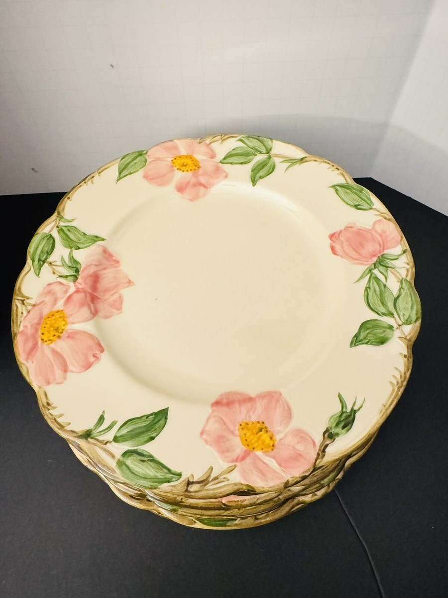 DESERT ROSE Franciscan USA Set Of 4 Dinner Plates; ca. 1946/52