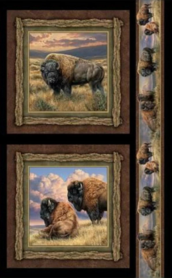 4 paneles de almohada Buffalo Bison Range tela 100 % algodón muelles alas salvajes Foto 2 de 3