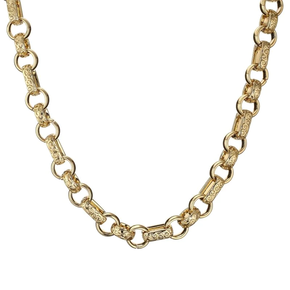18ct Gold Filled | 18mm XXL Ornate Gypsy Belcher Chain | Giant Necklace ...