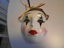 clay art 1987  mardi gras mask 7" x 5 3/4" x 2 3/4" vg+ condition
