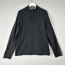 Hugo Boss Mens Sweater Extra Large Black Piceno 1/4 Snap Pullover Work Travel