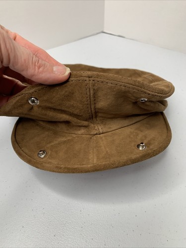VTG Quaker Marine Supply Brown Suede Leather Lined Newsboy Flat Driving Cap Sz L - Picture 13 of 22