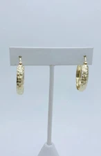 ❤️ 10k Gold Hoop Earrings Women’s Diamond cut 25mm - Aretes en oro