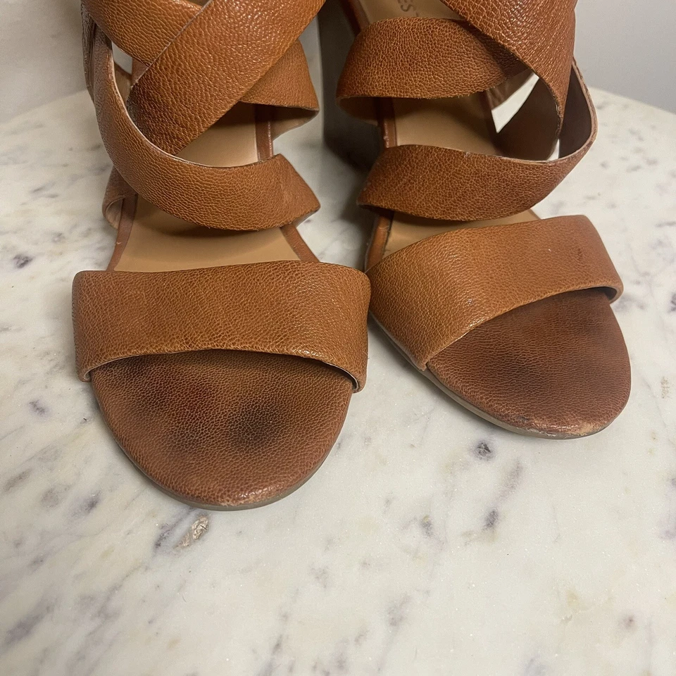 Sandalias Nine West "Mauren" Bronceado Gladiador Talla 8.5 Cuñas Tacón Tirantes Zapatos -K1 Foto 2 de 4