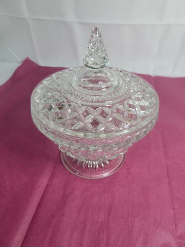 Vintage Glass Candy Dish ANCHOR HOCKING CRYSTAL WEXFORD LIDED Footed - Picture 2 of 8
