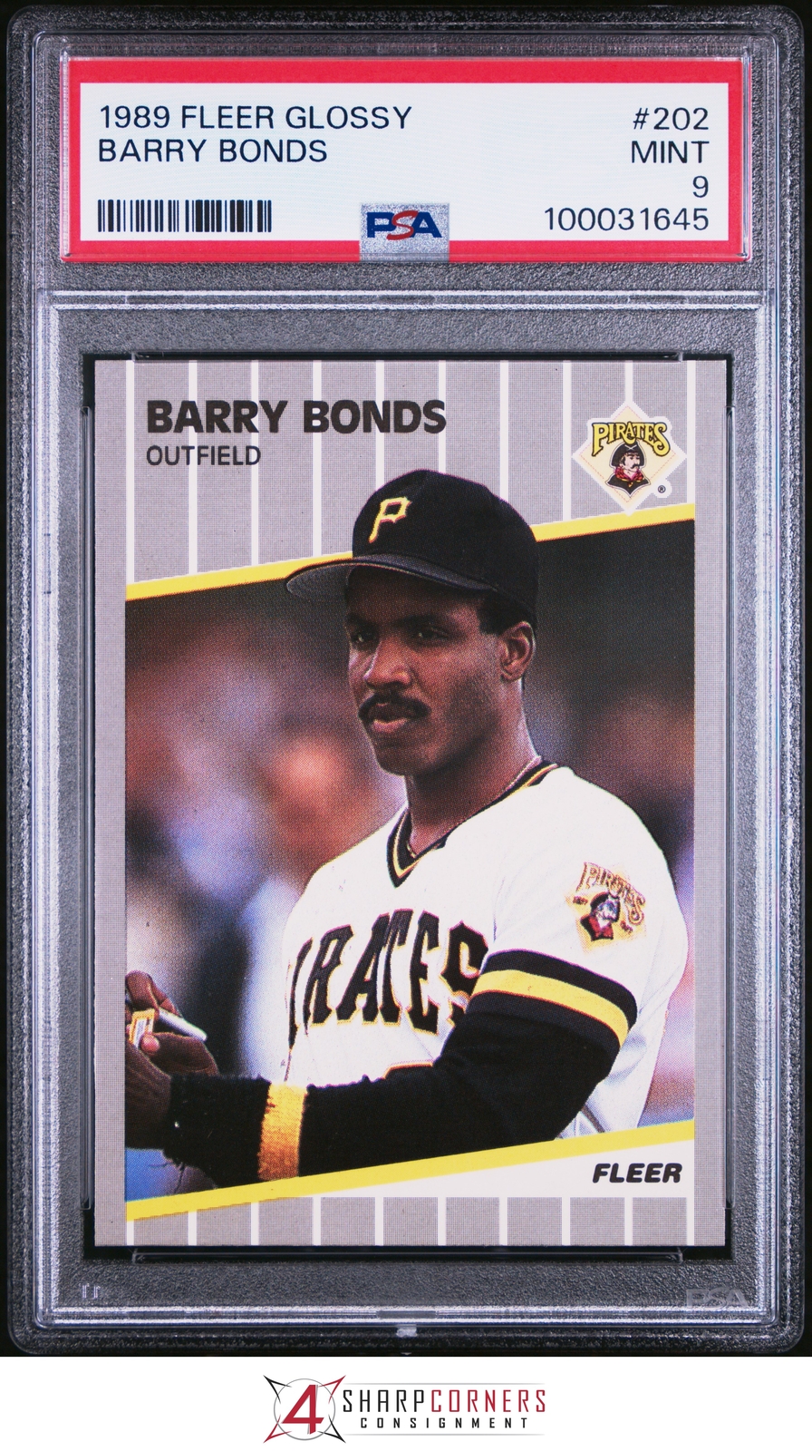 1989 FLEER GLOSSY #202 BARRY BONDS PIRATES PSA 9