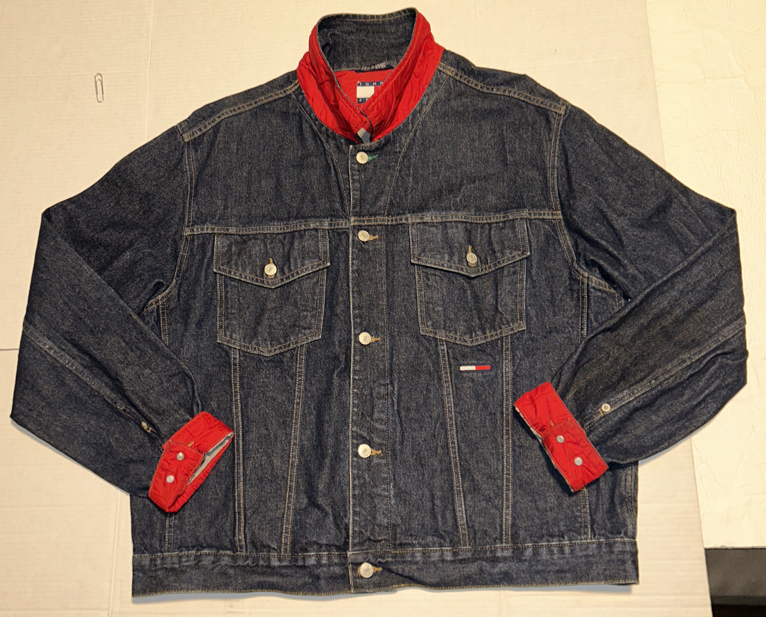 Tommy Jeans Vintage 90s Denim Jacket XXL Dark Wash, Embroidered image 2