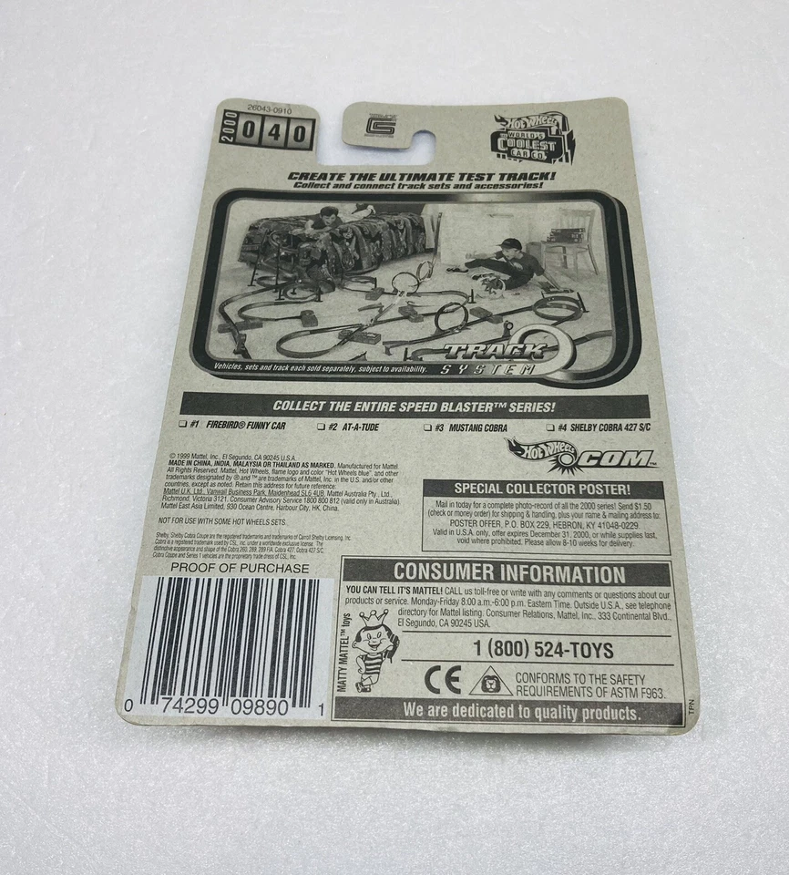 Hot Wheels 2000 Speed Blaster Series #4 Of 4 Cars Shelby Cobra 427 S/C #040 0 - Image 2 of 4