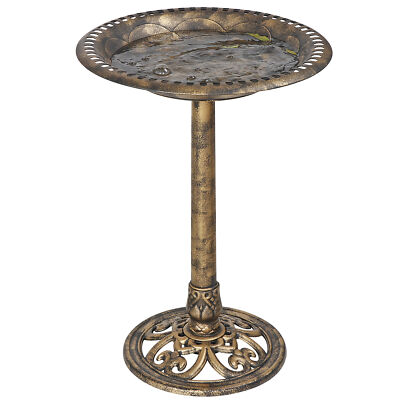 28'' Height Pedestal Bird Bath Outdoor Garden Decor Vintage Yard Birdbath Bronze