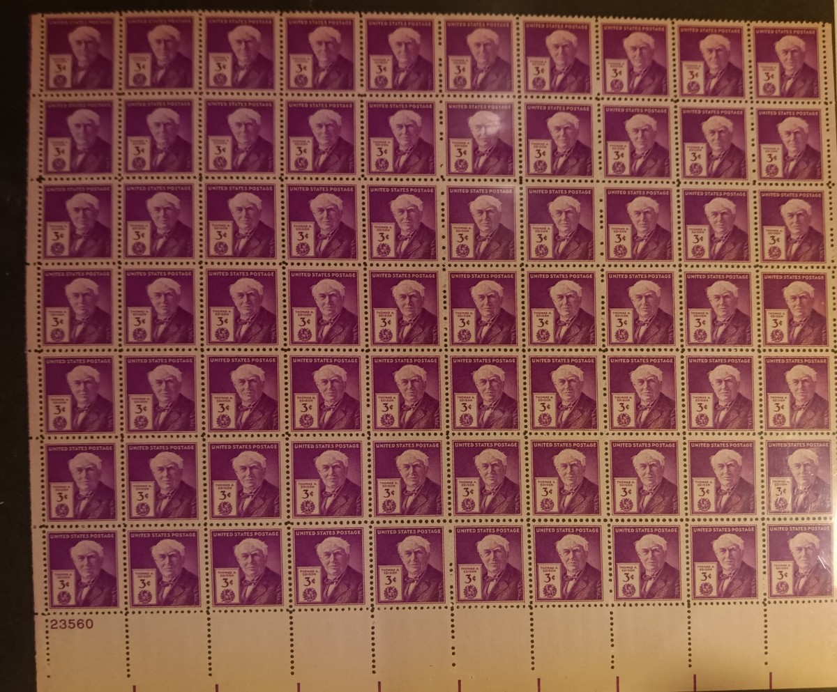 Scott #945, Thomas A. Edison, Full Sheet of 70, MNH, 3c, FDC | eBay