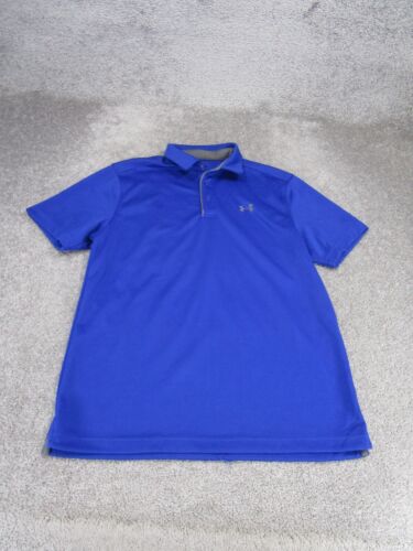Under Armour Polo Shirt Mens Medium Blue Heatgear Golf Loose