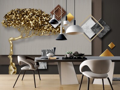 3D Golden Tree ZHUA15230 Wallpaper Wall Murals Removable Self-adhesive Amy