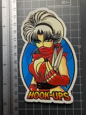 Hook-Ups Sticker Decal – Anime Ninja Girl with Claws, Red Retro Pin-Up Art