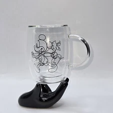 Joy Jolt Disney Mickey Mouse/Pluto Double Wall Aroma Glass Mug • 3.5"H
