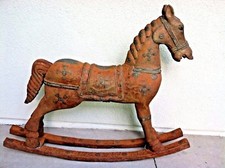ANTIQUE HAND MADE WOOD  METAL ROCKING HORSER 35"W x 29.5H VARY RARE
