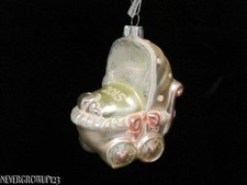 2015 BABY'S 1ST CHRISTMAS GIRL ORNAMENT BLOWN GLASS CARRIAGE STROLLER NWT