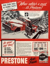 1947 Eveready Prestone: Freak Storm Snarls Highway Vintage Print Ad