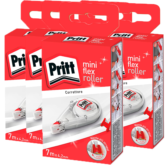 5x Pritt Correttore a Nastro 7m Eco Flex Roller Correction 5 Bianchetti da 7m