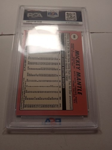 1996 Topps Mantle Reprint Of 1969 Card 19 PSA 8 - Picture 7 of 7