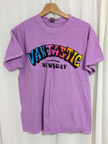 Vantastic lila Gildan kurzärmeliges T-Shirt Größe M Surf Cornwall Hippie