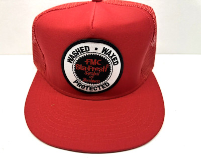 Vintage 90's FMC Sta-Fresh Red Mesh Trucker Hat (New Condition)