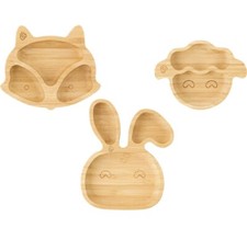 NEU UND VERPACKT Bambus Bambus 3x kleine Teller Hase, Fuchs, Lamm - Neu