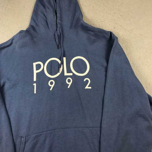 Polo Ralph Lauren Hoodie Mens 2XLT Tall Blue Sweatshirt Polo 1992 Fleece Logo - Picture 3 of 9