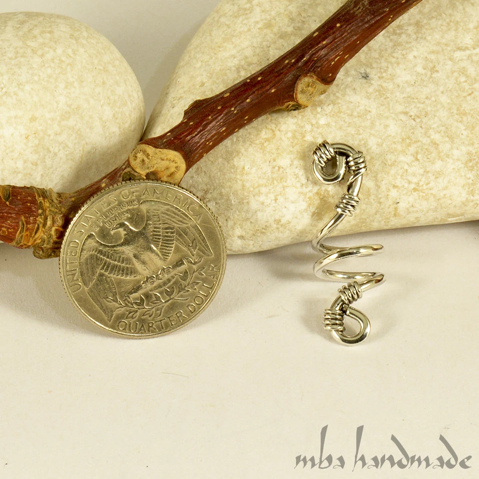 Espiral Plata Esterlina Vikingo Cuentas Barba Joyería Rastas Accesorio para Cabello Foto 3 de 4