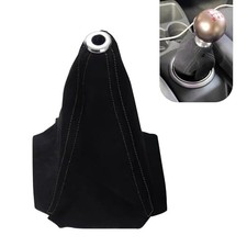 Car Shift Boot Cover, Suede Leather Manual Automatic Shift Black/Black Line