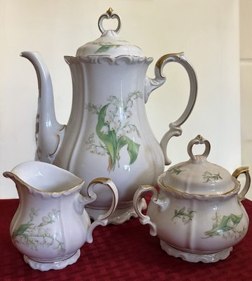 Antique Edelstein Maria-Theresia Bavaria  Lily Of The Valley  Germany Teapot Set
