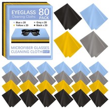 80 Pack Microfiber Cleaning Cloth for Glasses, Multi-Color Eye Glasses Cleani...