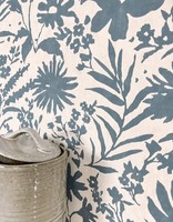 Newroom Vliestapete Blau Blumen Floral Romantisch Wohnzimmer Schlafzimmer