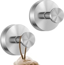 Suction Cup Hooks for Shower,12LB Heavy Duty No-Drill 2 Pack, 2pc Sliver 