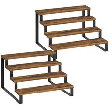 Spice Rack, 4 Tier Wooden Display Riser Stand, Kitchen Storage Organizer for ...