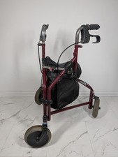 Invacare 3 Wheel Rollator Mobility Walker With Brakes Storage Fold Away