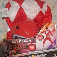 Power Rangers Red Ranger Boys Padded Costume Jumpsuit  Mask 6-7