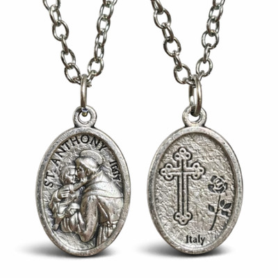 Antonius von Padua Anhänger Familie der Armen & der Verlorenen Halskette Schmuck & Schachtel