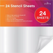 Easy Cut Stencil Sheet Set of 24-12”X12” Acetate Mylar for Cricut Vinyl Cutting 
