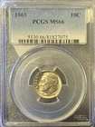 1965 Circulated Clad Roosevelt Dime 10c Coin PCGS Certified MS66 Philadelphia