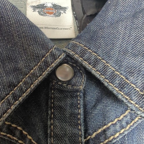 Harley Davidson Denim Long Sleeve Shirt Ladies Medium Press Stud - Picture 8 of 15