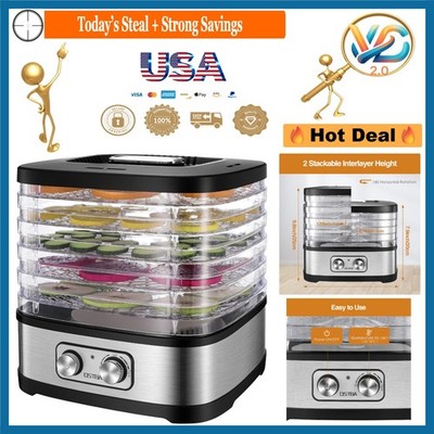 Food Dehydrator with 5 BPA-Free Trays Adjustable Temp Recipe Book Included